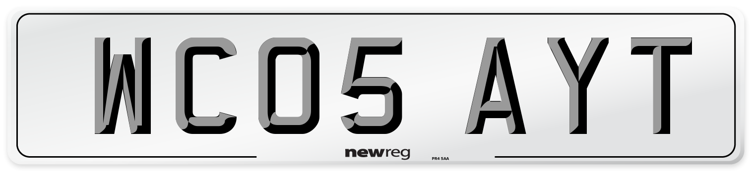WC05 AYT Number Plate from New Reg